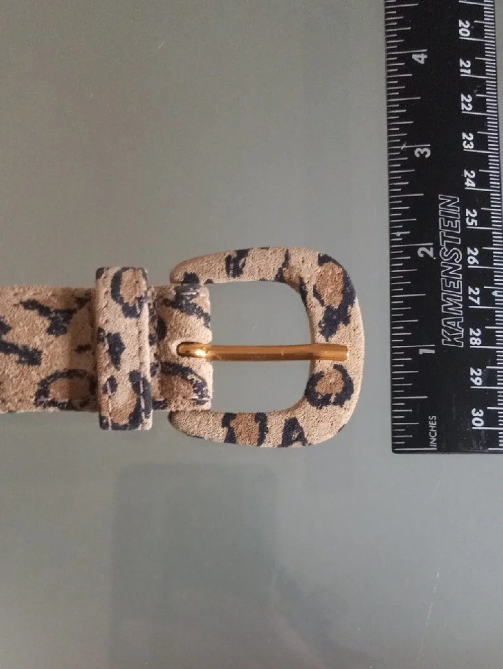 Vintage Jaeger Italy Genuine Leather Leopard Print Belt Size 34